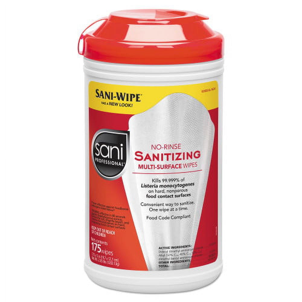 No-Rinse Sanitizing Multi-Surface Wipes, Unscented, White, 175/Container, 6/Carton No-Rinse Sanitizing Multi-Surface Wipes, Unscented, White, 175/Container, 6/Carton