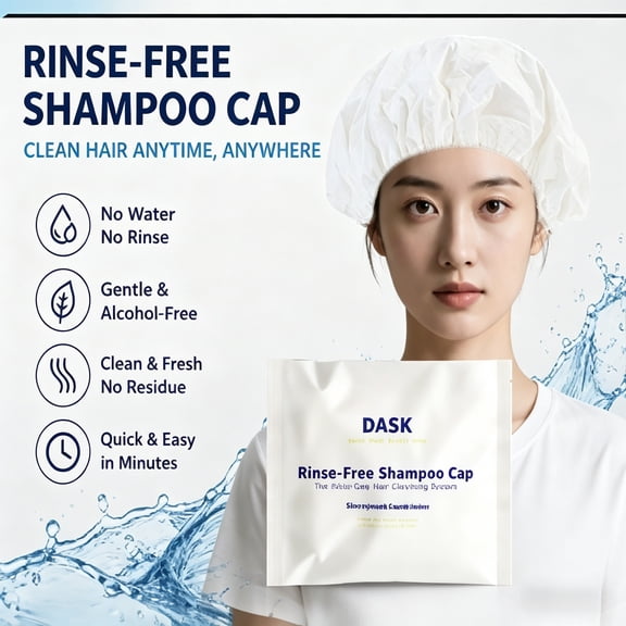 No-Rinse Shampoo Cap 1 Pack, Waterless Hair Wash Cap for Bedridden Patients, Post-Surgery Recovery, Maternity Care, Elderly Bathing, Microwavable Heatable Cleansing Cap with Adjustable Fit