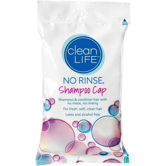 No-Rinse Shampoo Cap by Cleanlife Products (Pack of 4), Shampoo and Condition Hair with No Water or Rinsing - Microwaveable, Latex-Free and Alcohol-Free