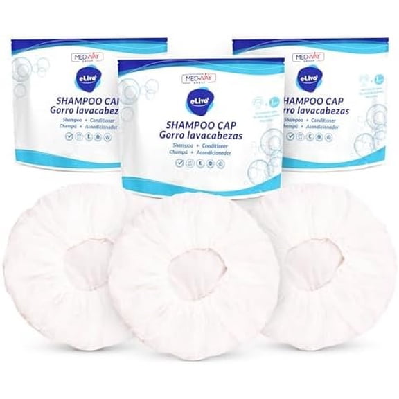 No Rinse Shampoo Cap | Rinse Free Shower Cap that & Conditions | PH Balanced & Waterless Hair Wash | 3 Pack
