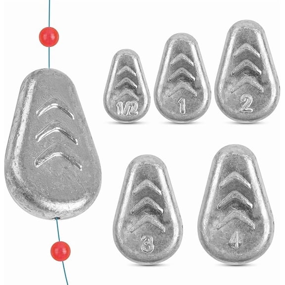 No Roll Sinker Fishing Weights,Flat Inline Sinkers Weights No Snag Slip Sinkers Saltwater Surf Fishing Weights Gear Tackle for Catfish Rig