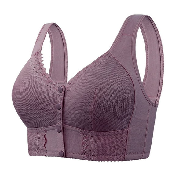 No Sagging Front Snap Fastening Bra for Older Women Breathable Supportive No Underwire Push Up Underwear Brassiere