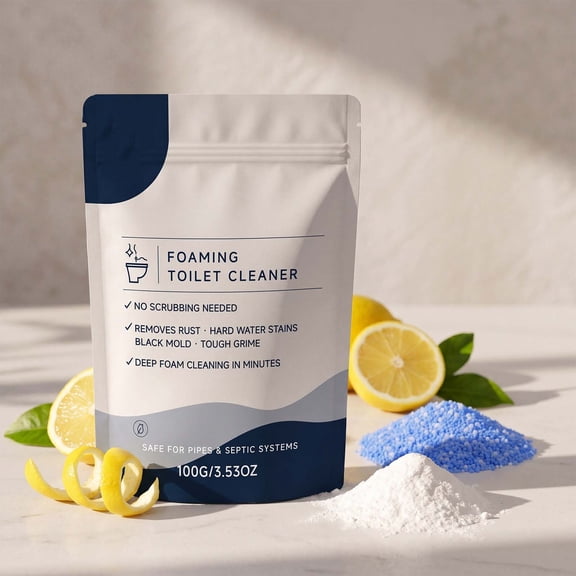 No-Scrub Foaming Toilet Cleaner Powder, Powerful Rust and Hard Water Stain Remover, Deep Foam Cleansing for Toilet Bowl