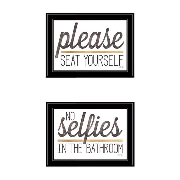 No Selfies When Seated by Marla Rae Framed Print Wall Art Wood Multi-Color