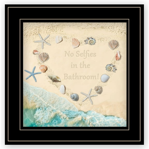 No Selfies in the Bathroom-Sea by Trendy Decor4U Print Wall Art Wood Multi-Color