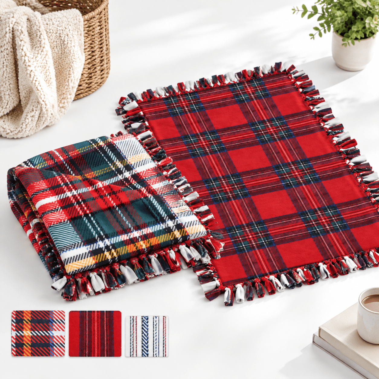 Ruby Slippers Diy No Sew Blanket Kit, Red Tartan Plaid, DIY Craft Set for Fleece Tie ...