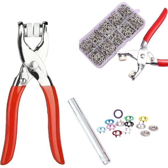 No-Sew Button Repair & Snap Fastener Kit, 100 PCS Invisible Colored Metal Buckle & Manual Pressure Pliers Kit, for DIY Crafts Clothes Hats and Sewing