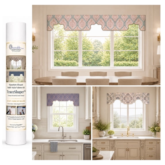 No-Sew Elegant Window Valance Kit, Cornice-Inspired Crown & Arched TraceShaper Forms