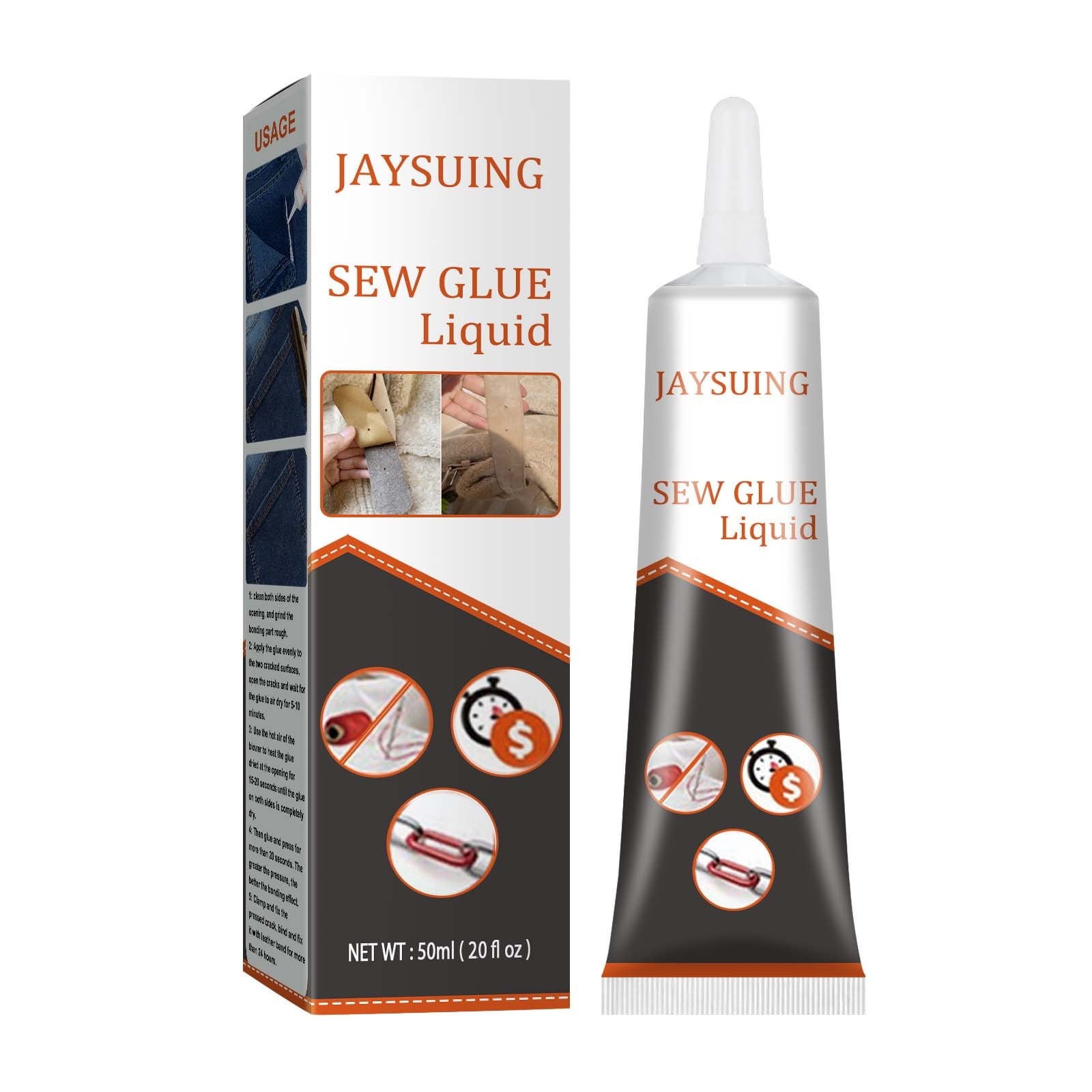 NoSew Garment Repair Adhesive Fast Drying Fabric Glue for Quick Fixes on All Fabrics, 50ml