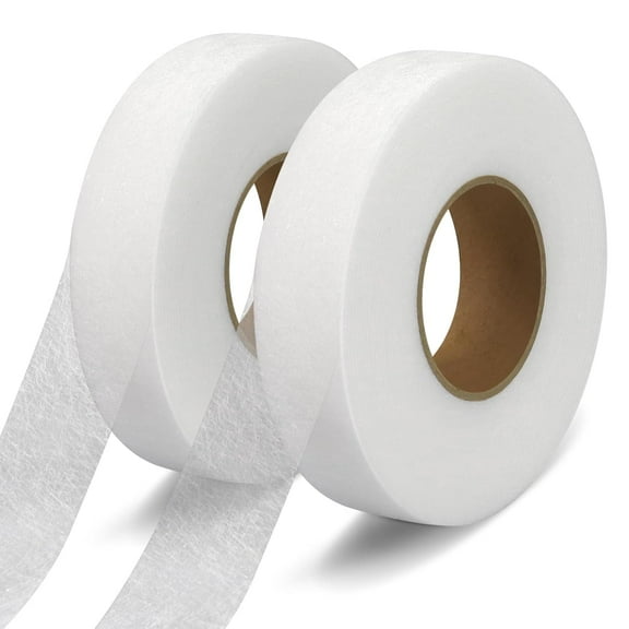 No Sew Hemming Tape Fabric Adhesive 1 Inch x 70 Yards, 2 Rolls Iron On Fusible Bonding Web for Curtains, Pants, and Clothing