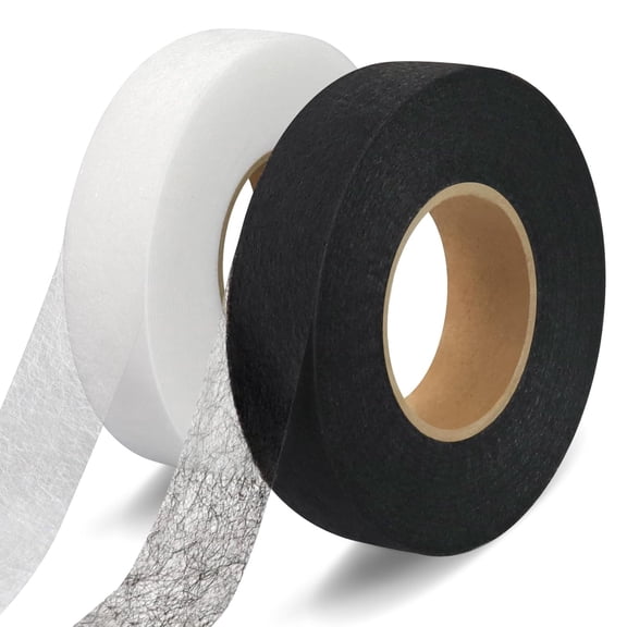 No Sew Hemming Tape Fabric Adhesive 1 Inch x 70 Yards, 2 Rolls Iron On Fusible Bonding Web for Curtains, Pants, and Clothing