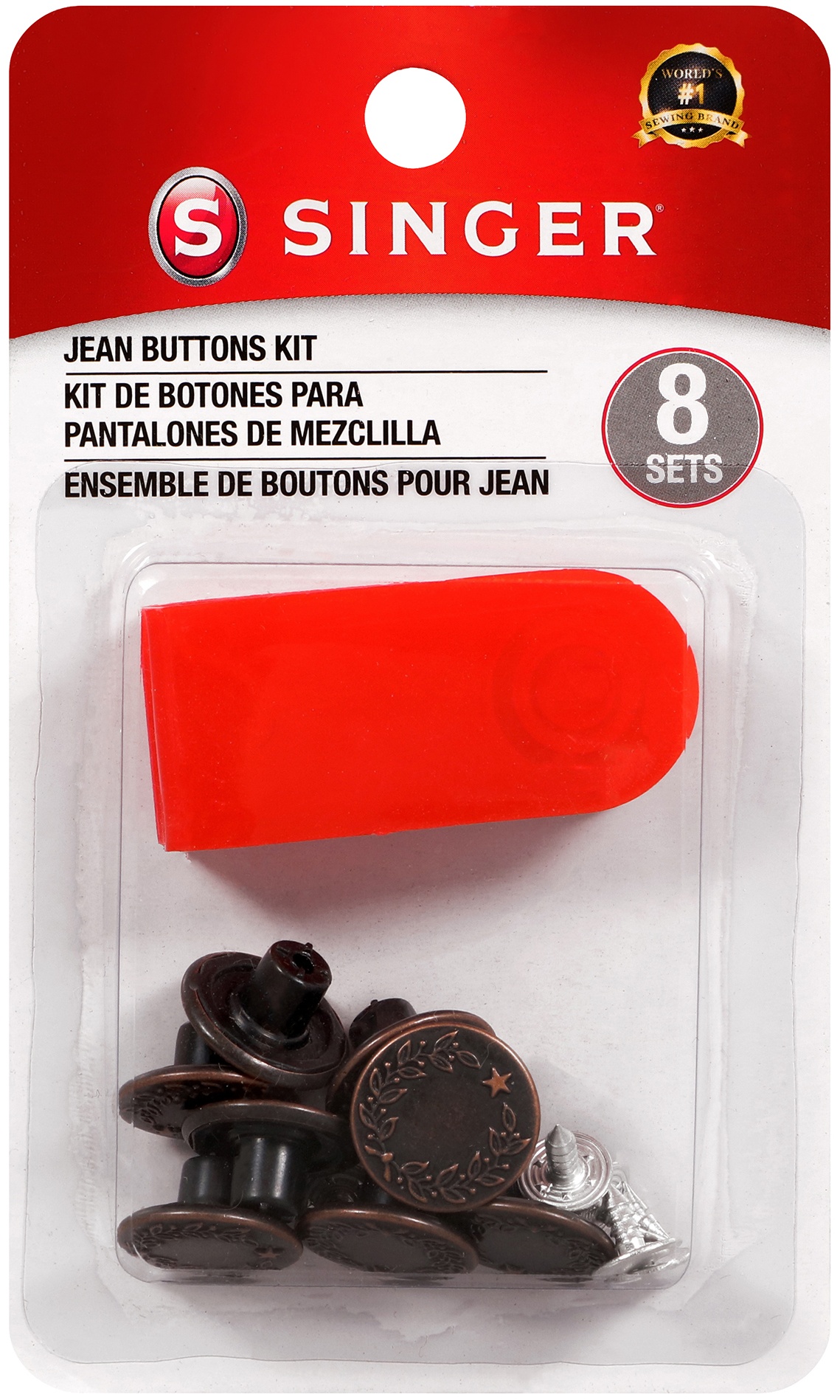 Singer No Sew Jean Buttons Kit with Tool 8 Sets