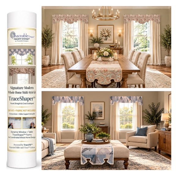 No-Sew Modern Window Valance Kit, Cornice-Inspired Crest & Facet TraceShaper Forms