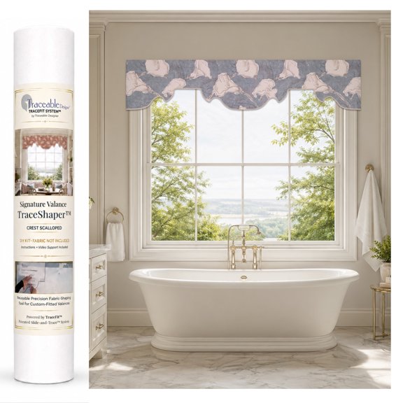 No-Sew Scalloped Cornice-Style Window Kit, Reusable TraceShaper Form