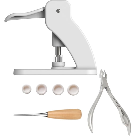 No-Sew Snap Button Fastener Hand Press Machine, Pressbutton Installation Tool with 1pcs Awl, 1pcs Buckle Removal Plier and Dies in 4 Sizes for Plastic Snap Fasteners Setting Tools