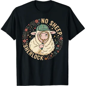 No Sheep Sherlock Funny Detective Humor Design T-Shirt