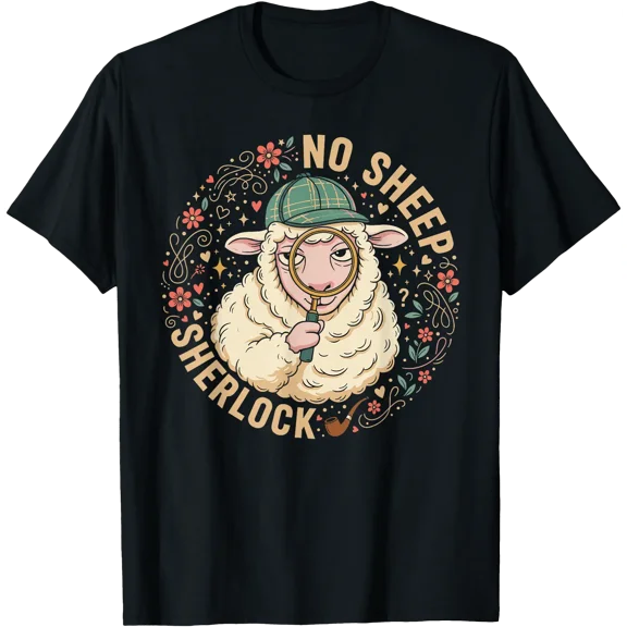 No Sheep Sherlock Funny Detective Humor Design T-Shirt