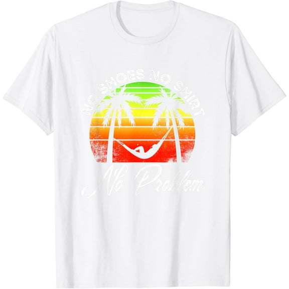No Shoes No Clothes No Problem | Island Palm | Vacation T-Shirt100% pure cotton white short-sleeved T-shirts for men and women