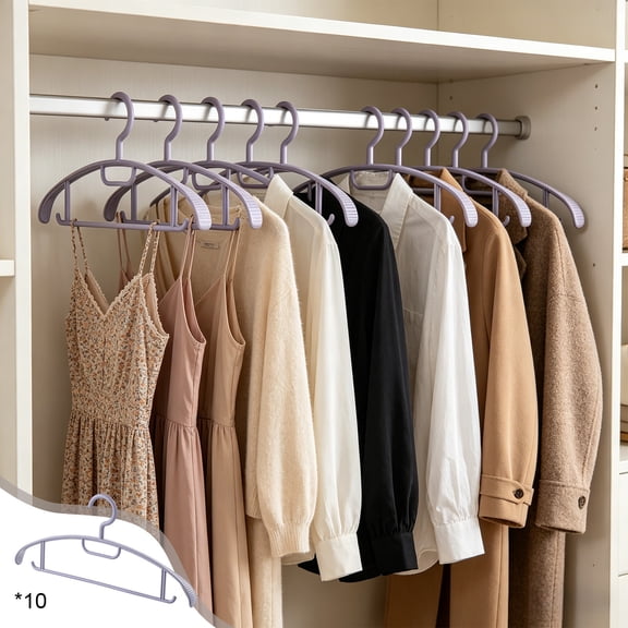 No Shoulder Bump Plastic Clothes Hangers, Heavy Duty Non Slip Seamless Hangers for Sweaters and Closet Organization