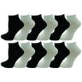 thumbnail image 1 of No Show Ankle Socks, Womens or Girls, 12 Pairs Fun Funky Patterned Designs, Colorful Casual Athletic Sport Sock (Black/White), 1 of 3