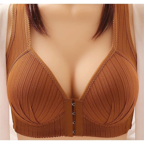 No Show Bra Women Padded Bra Feature V-Neck Padded Bra Style W-1258 Brown L