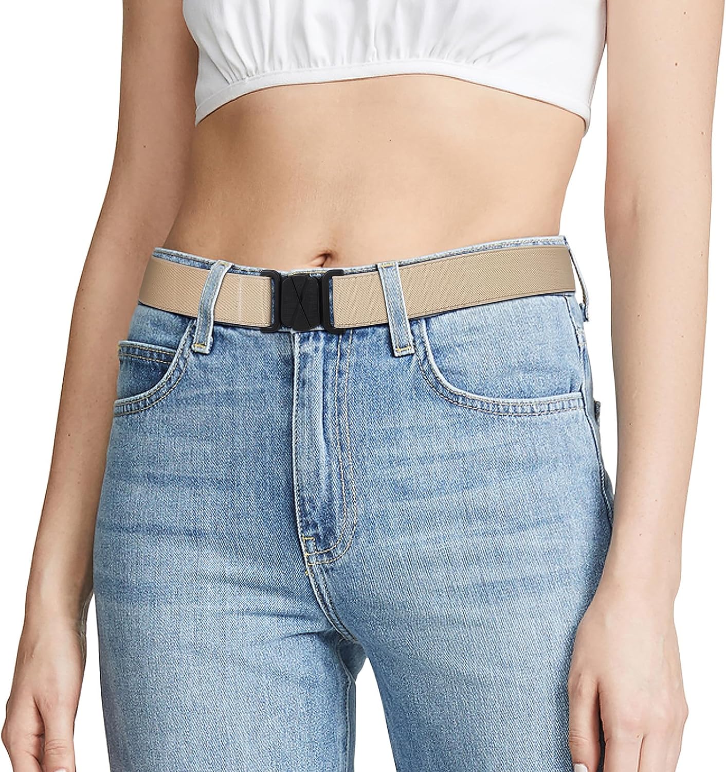 No Show Invisible Women Belt Crop Tuck Band Elastic Stretch 