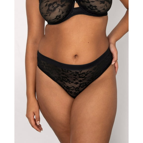 No-Show Lace Thong - Black Hue