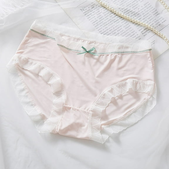 uublik No Show Panties for Women Seamless High Waist Breathable Briefs Soft Underpants Ladies Stretch Panties Lace Underwear for Women Pink