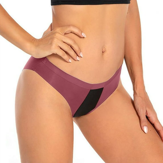 uublik No Show Panties for Women Seamless Protective Menstrual Postpartum Leakproof Panties Plus Size Period Underwear for Women Wine