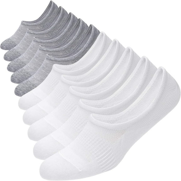 No Show Socks 10 Pairs Cotton Non Slip Low Cut Invisible Loafer Socks Men&Women Boat Liner 6-8/9-11
