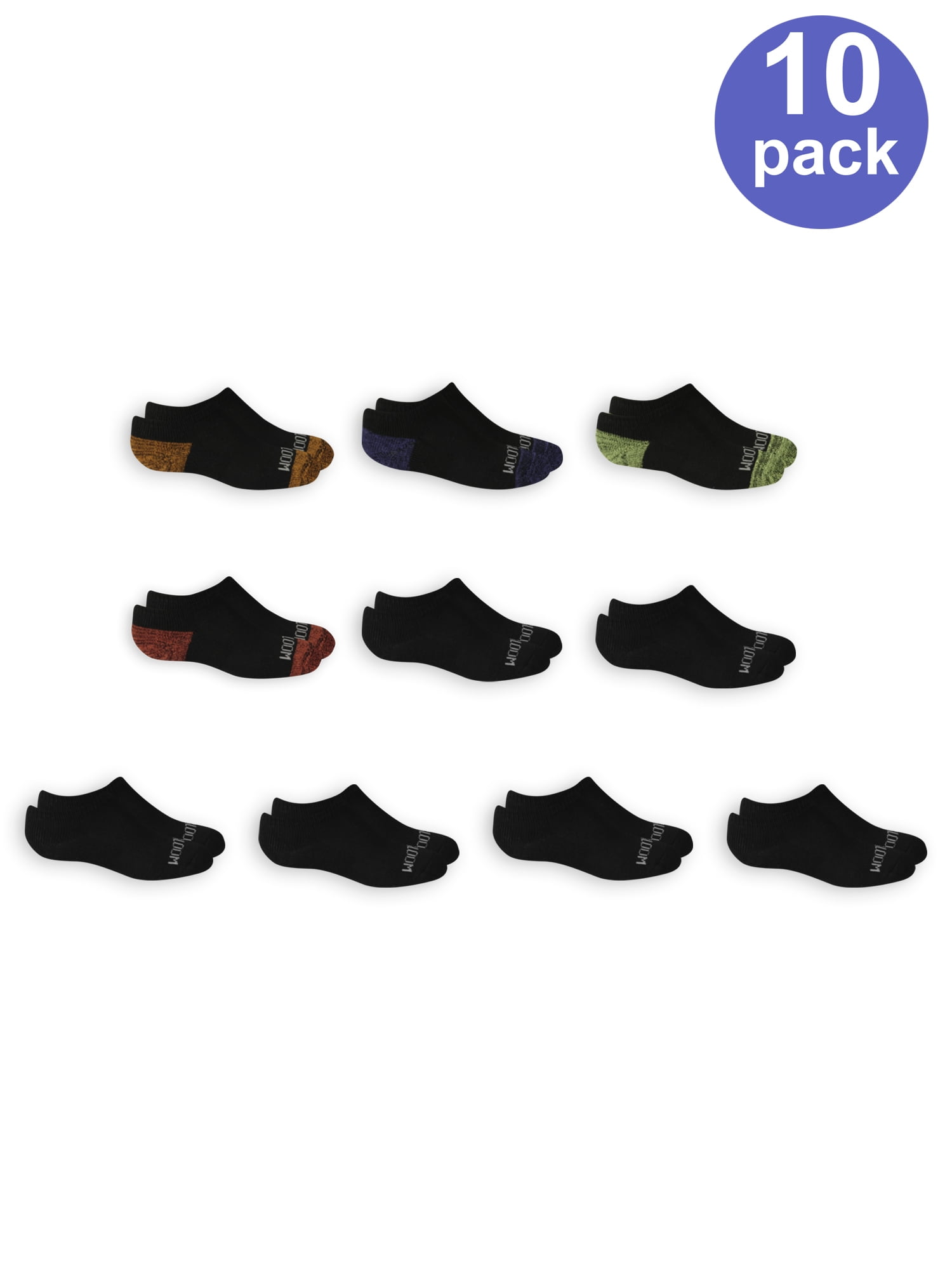 Fruit of the Loom No Show Socks, 10 Pairs, Boys Size 9-2.5, Cushioned ...