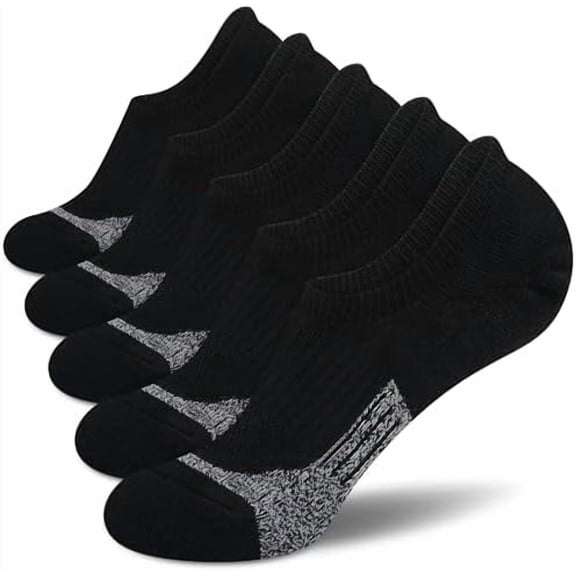 No Show Socks - Athletic Running Thick Cushioned Socks (5 Pairs)