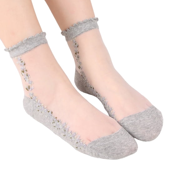 No Show Socks Comfortable 1 Pairs Unisex Warm Soft Embroidered Mesh Sport Medium Stockings Invisible Casual Socks For Women