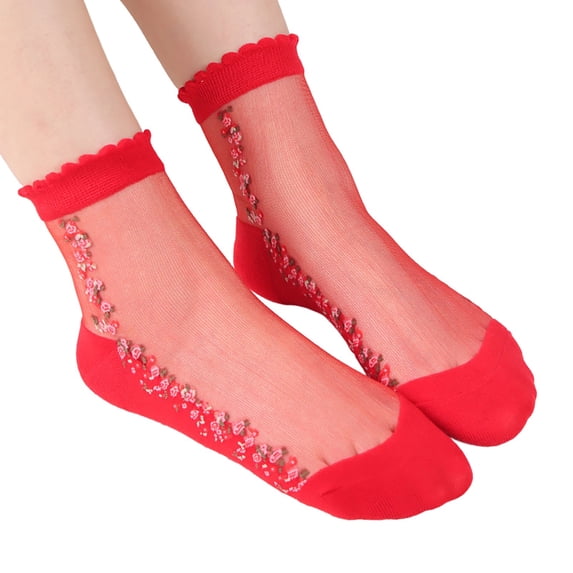 No Show Socks Comfortable 1 Pairs Unisex Warm Soft Embroidered Mesh Sport Medium Stockings Invisible Casual Socks For Women