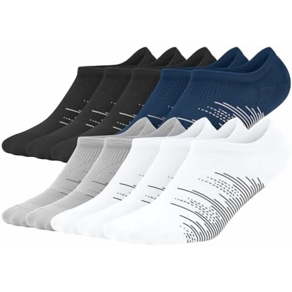 No Show Socks Men 10 Pairs Ankle Low Cut Cotton Men Socks with Non Slip Grips 6-10/11-13