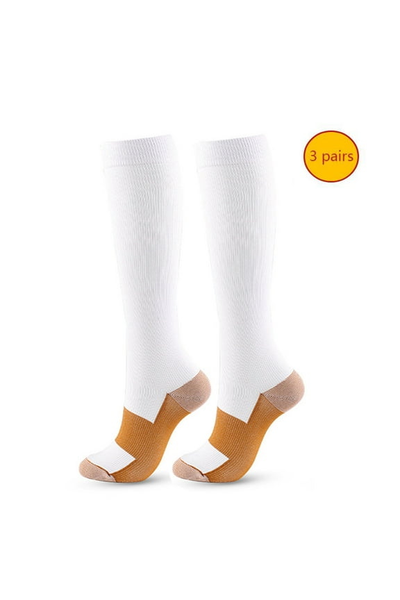 No Show Socks Men 3 Pack Women Mens Graduated Pressure Knee High Socks-Comfortable Calf Sports Long Tube Socks Pilates Socks White S