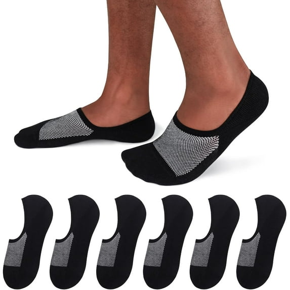 No Show Socks Men 6/8 Pack Invisible Low Cut Socks Non Slip Short Socks Size 5-11/10-13