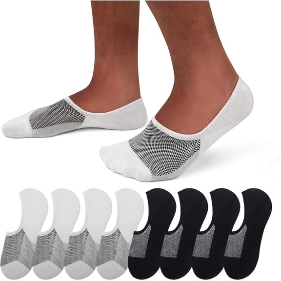 No Show Socks Men 6/8 Pack Invisible Low Cut Socks Non Slip Short Socks Size 5-11/10-13
