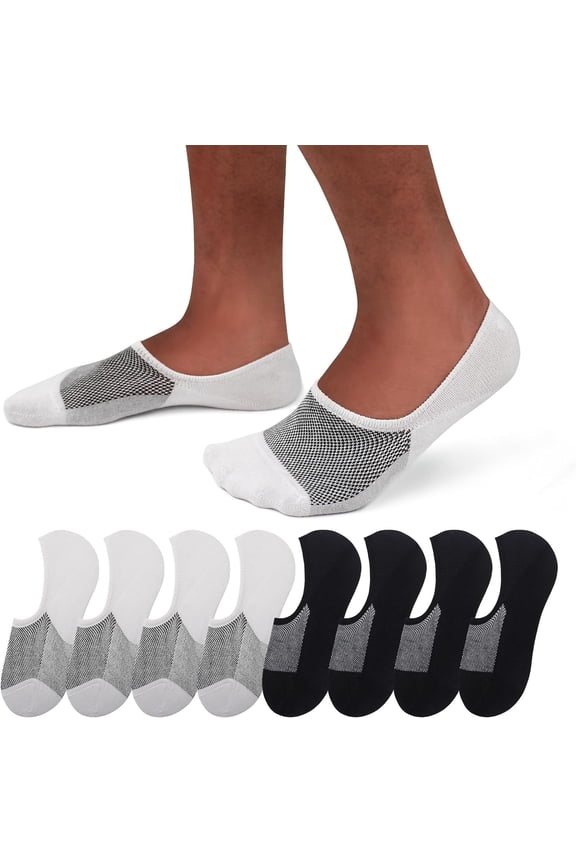 No Show Socks Men 6/8 Pack Invisible Low Cut Socks Non Slip Short Socks Size 5-11/10-13