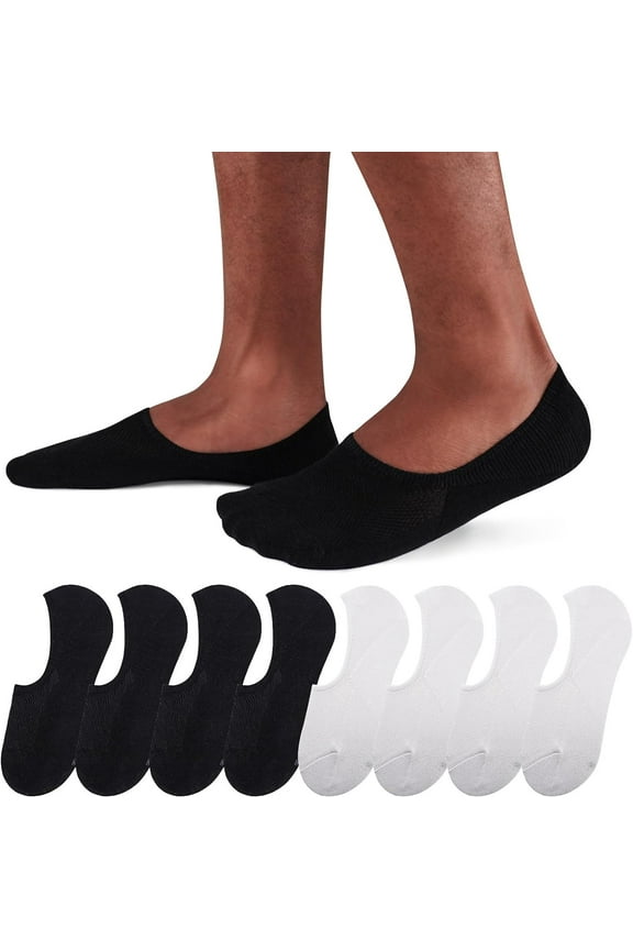 No Show Socks Men 6/8 Pack Invisible Low Cut Socks Non Slip Short Socks Size 5-11/10-13