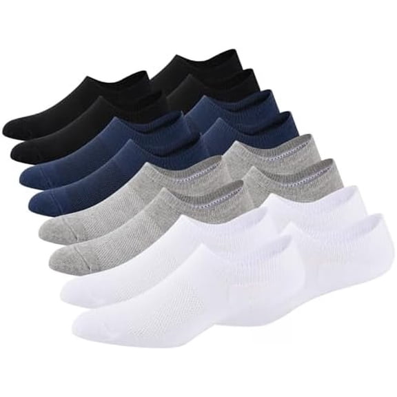 No Show Socks Men Low Cut Ankle Short Cotton Casual Invisible Non Slip Socks (6/8 Pairs)