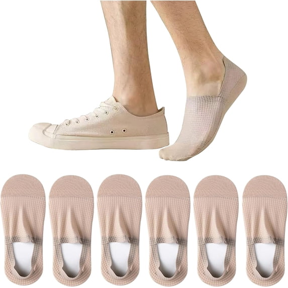 No Show Socks Men Non Slip Low Cut Thin Socks for Loafers Boat 6 Pairs