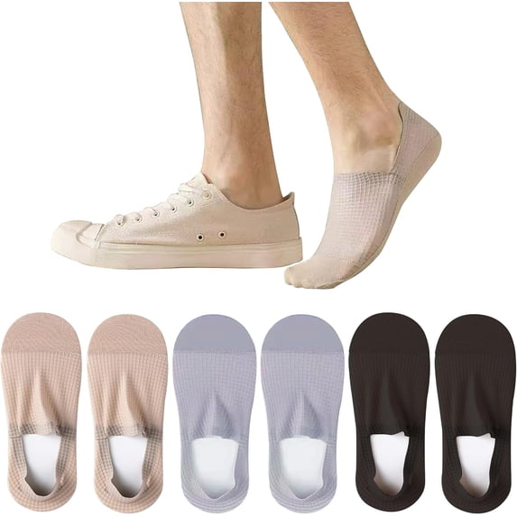No Show Socks Men Non Slip Low Cut Thin Socks for Loafers Boat 6 Pairs