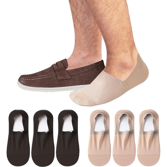 No Show Socks Men Non Slip Low Cut Thin Socks for Loafers Boat 6 Pairs