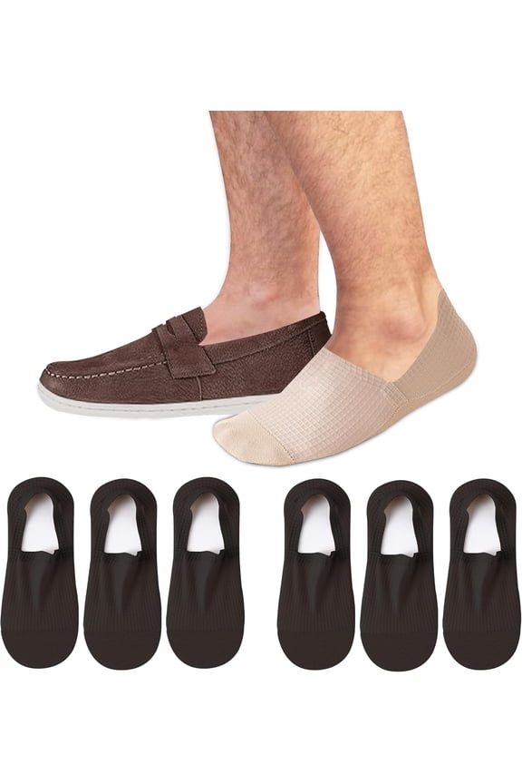 No Show Socks Men Non Slip Low Cut Thin Socks for Loafers Boat 6 Pairs