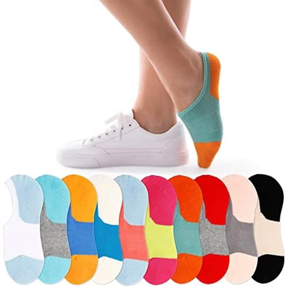 No Show Socks Women 10 Pairs Low Cut Anti-Slid Novelty Athletic Casual Invisible Liner Socks