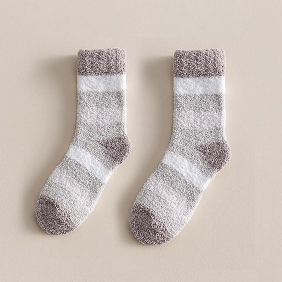No Show Socks Women New Women's Thick Warm Wool Socks Floor Sleep Socks Mid-Tube Socks Style B-6 Beige One Size