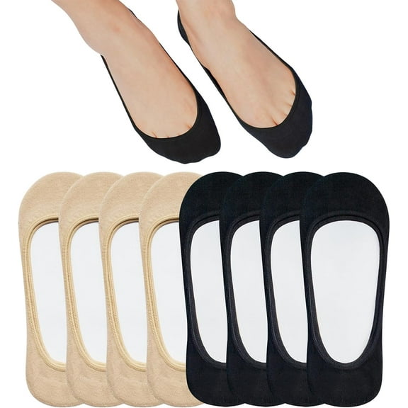 No Show Socks Women for Flats 4 to 8 Pack Non Slip Invisible Ultra Low Cut Socks Shoe Size 5-8/9-11