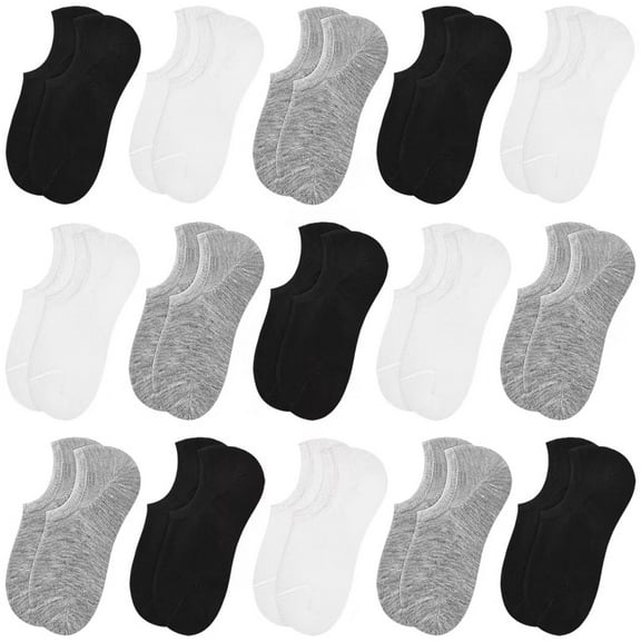 No Show Socks Womens- 15 Pairs Invisible Socks with Anti-Slip Silicon Sneakers Flats Loafers Casual Low Cut Socks