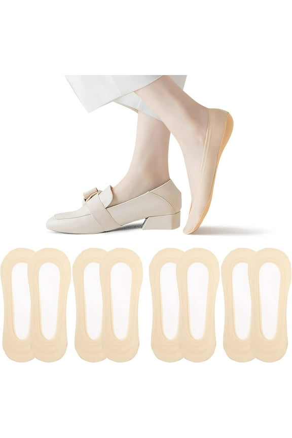 No Show Socks Womens 4-8 Pairs Low Cut Liner Non Slip Socks for Women Size 5-12 Footies Invisible Socks for Flat Boat
